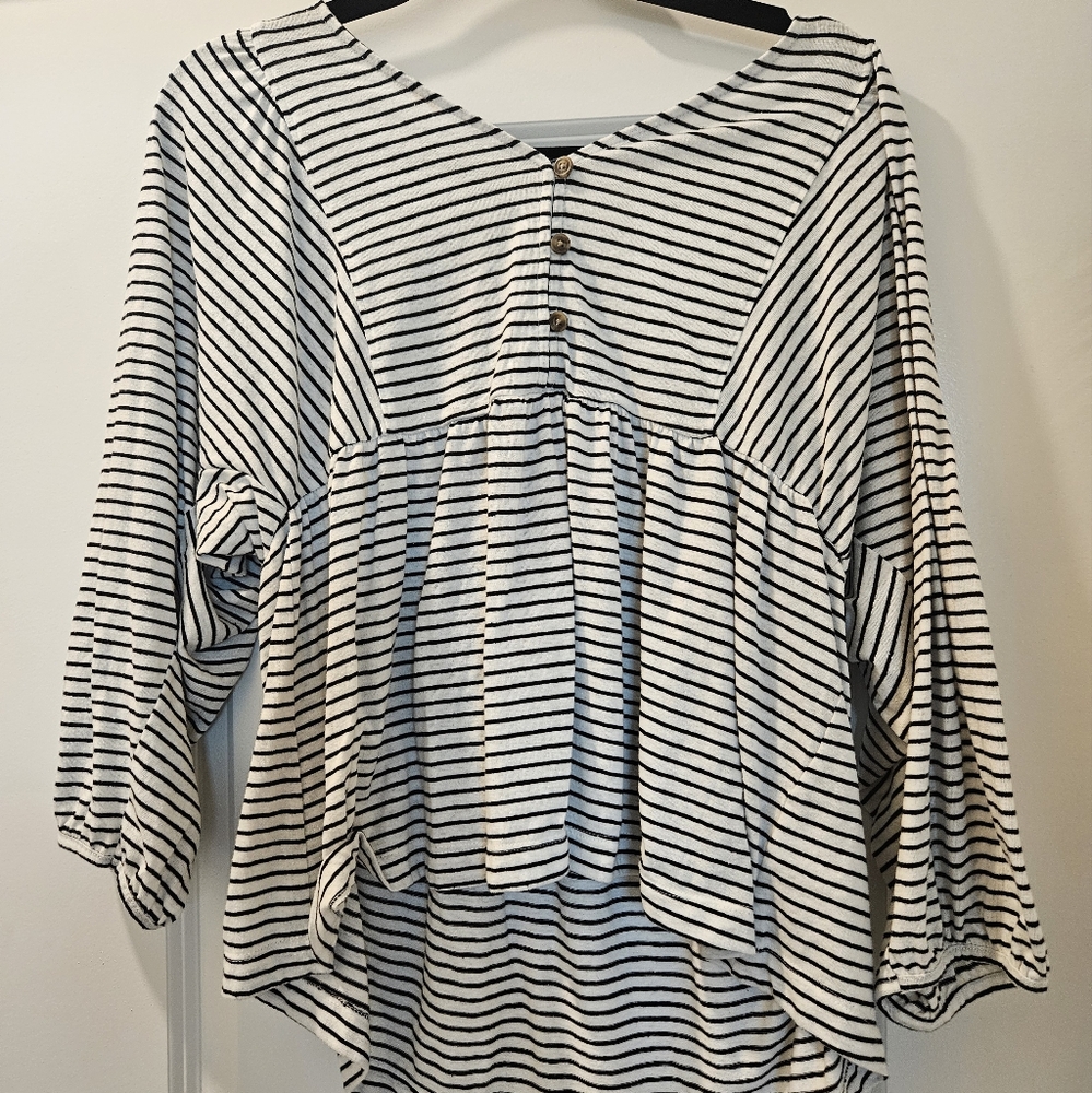 Black and White Stripped Babydoll Top